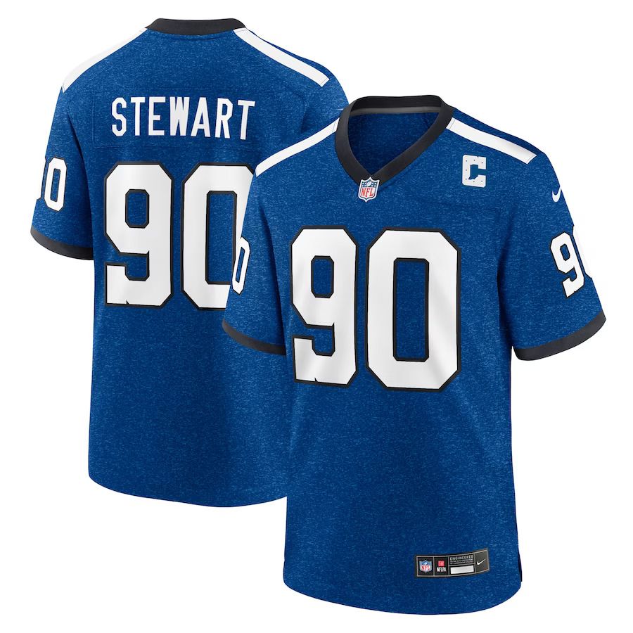 Men Indianapolis Colts 90 Grover Stewart Nike Royal Indiana Nights Alternate Game NFL Jersey